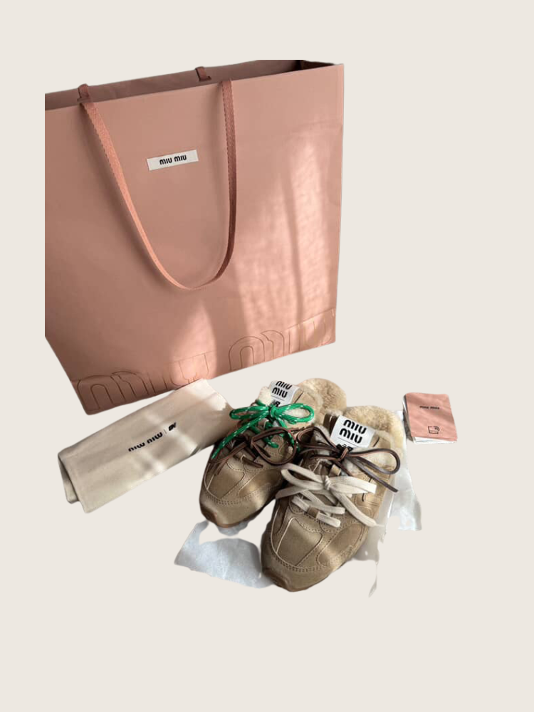 MIU MIU x NB Shearling Suede Mules - Size 36 - Excellent Condition