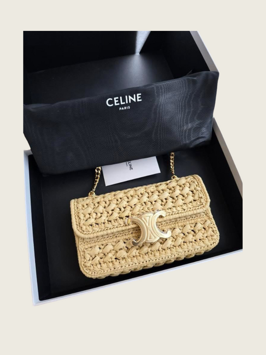 Celine Chain Shoulder Bag Claude in Raffia - Excellent Condition
