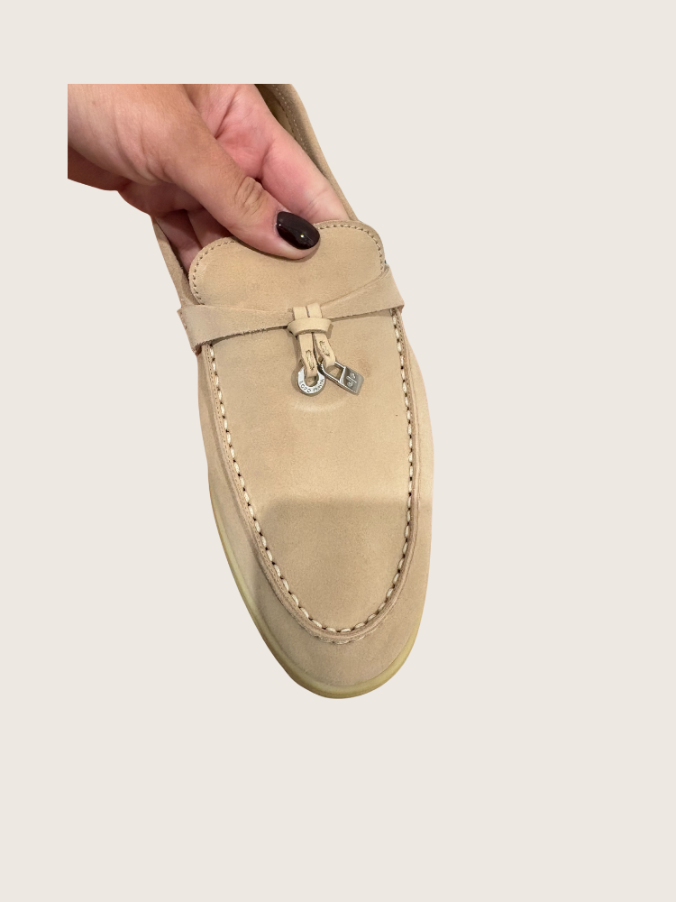 Loro Piana Summer Charm Walk Loafers - Sandstone - Size 38 - Good Condition