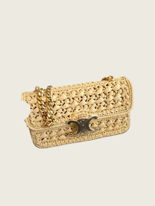 Celine Chain Shoulder Bag Claude in Raffia - Excellent Condition