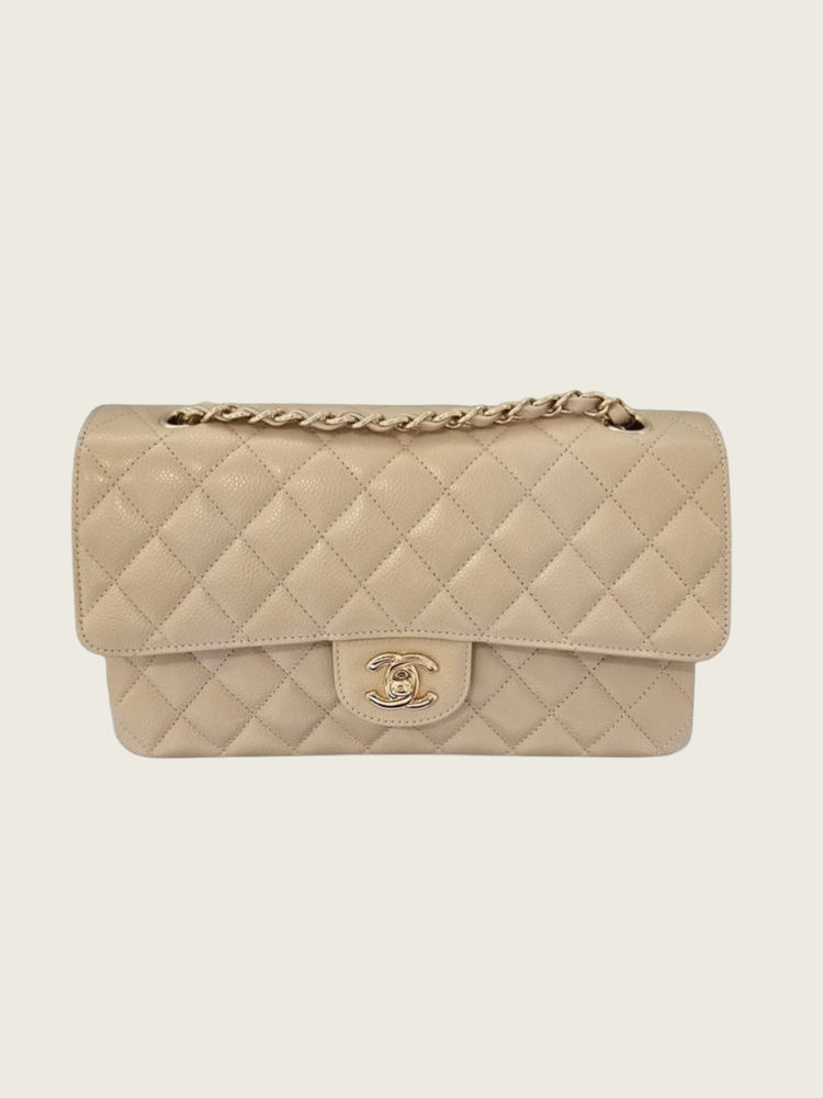 Medium Beige Classic Flap - Caviar GHW - Excellent Condition