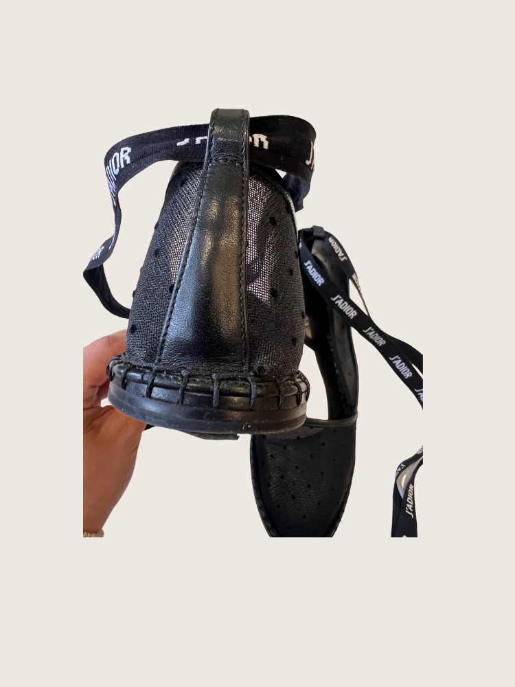 Christian Dior Fabric Ribbon Embroidered J'Adior Ballet Flats in black - Sz 40 - Good Condition